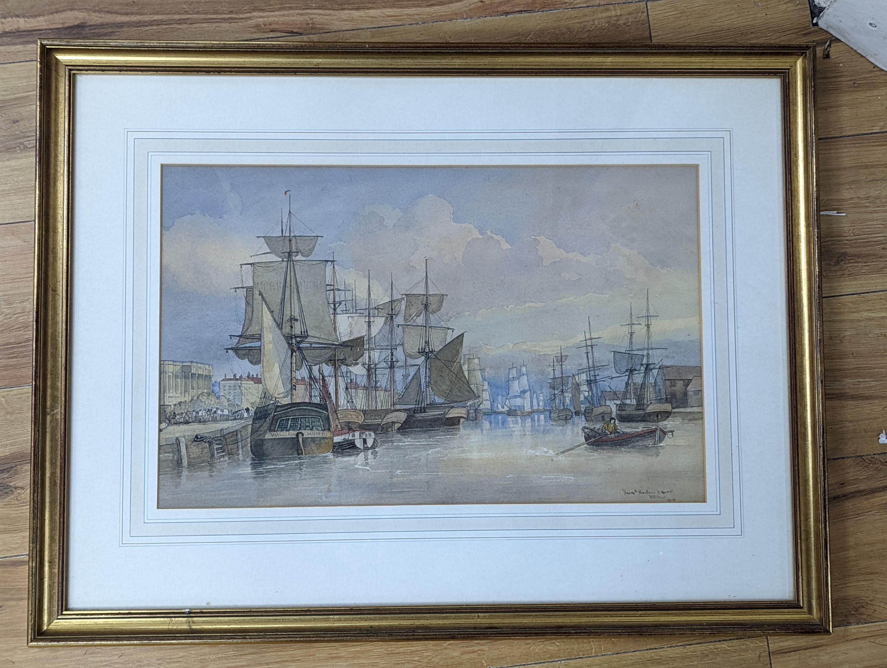 W. H. Hunt (19th C.), watercolour, Yarmouth Harbour and Quays, signed and dated 1878, 33 x 52cm